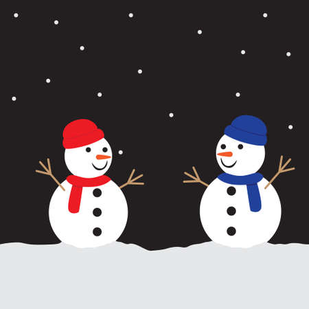 Editable Illustration of a couple of Snowmenのイラスト素材