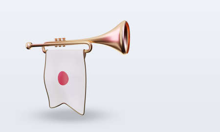 3d trumpet Japan flag rendering right viewの写真素材
