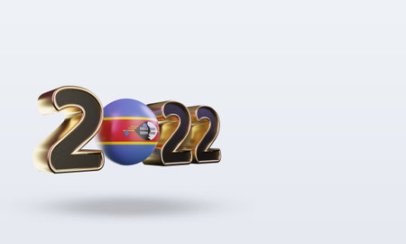 3d text 2022 Eswatini flag rendering left viewの写真素材