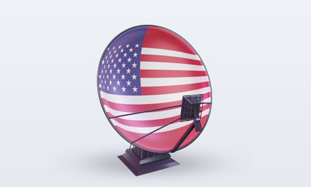3d satellite America flag rendering front viewの写真素材