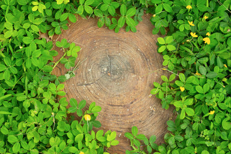 stepping stones in a grassy yard with yellow-flowering Arachis pintoi.