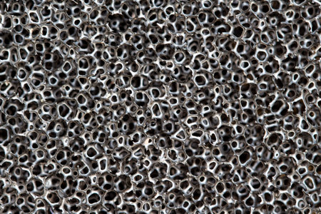 Black sponge texture abstract background, close up of aquarium filter foam texture