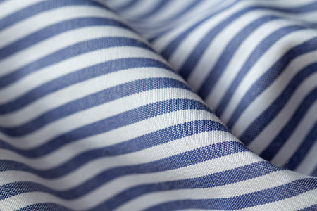 close up of blue and white striped fabric texture background. macro shotの写真素材