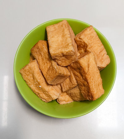 yellow tofu foodの写真素材