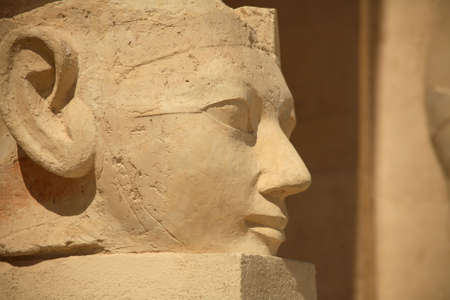 A large stone egyptian statue outside the Hatshepsut Temple in Luxor.の写真素材