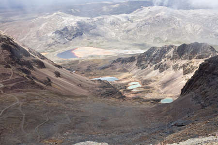 Chacaltaya is a glacierial mountain range in Bolivia with an elevation of 5421m and a view of Lake...