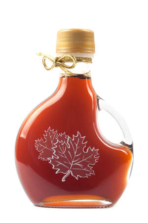 Maple Syrup Bottle isolated on a white background. Image is at 21 megapixels.の写真素材