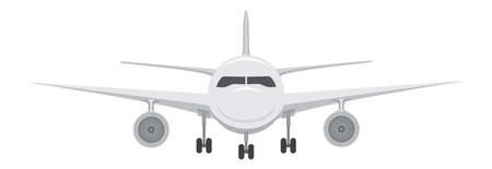 An airplane with detailed turbines and landing gear. No transparencies or gradients used.のイラスト素材