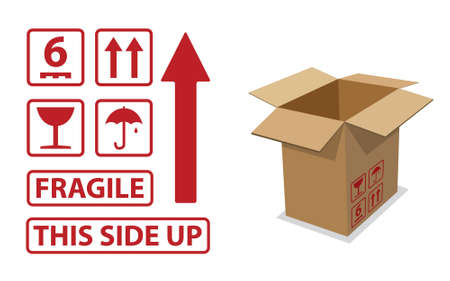 Different icons that might be on the side of a cardboard box.のイラスト素材