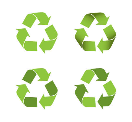 A set of 4 recycling icons with different shades, all in green tones.  のイラスト素材