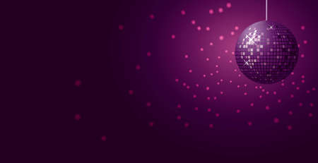 A purple disco ball with reflections and gradient background. Editable vector illustration.のイラスト素材
