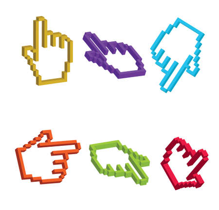 3D mouse cursor hand in various angles and colors. Editable vector illustration.のイラスト素材