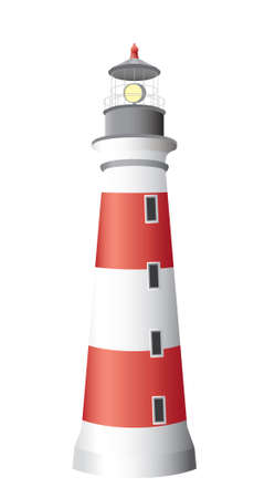 A white and red lighthouseのイラスト素材