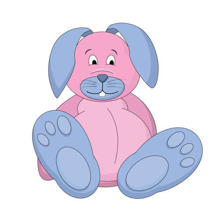 A cure vector pink and blue bunny, in editable illustration file.のイラスト素材