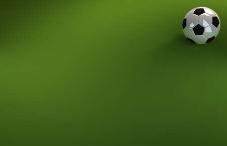 A CGI image of a soccer ball on a green background, like a football pitch, with plenty of copyspace.の写真素材