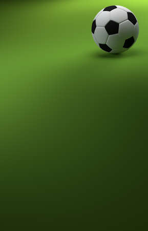 A CGI image of a soccer ball on a green background, like a football pitch, with plenty of copyspace.の写真素材