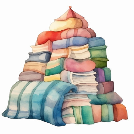 Watercolor stack of books. Hand drawn illustration isolated on white backgroundのイラスト素材