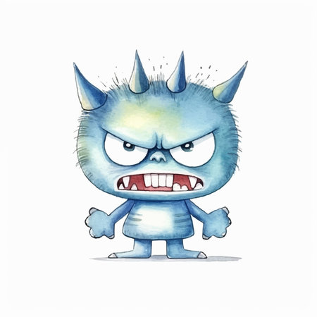 Angry cartoon monster. Isolated on white background. Vector illustration.のイラスト素材