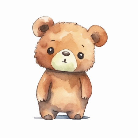 Cute teddy bear. Watercolor illustration on white background.のイラスト素材