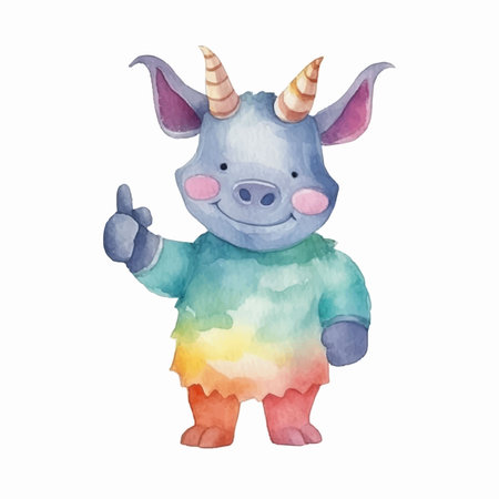 Watercolor cute unicorn isolated on white background. Watercolor illustration.のイラスト素材