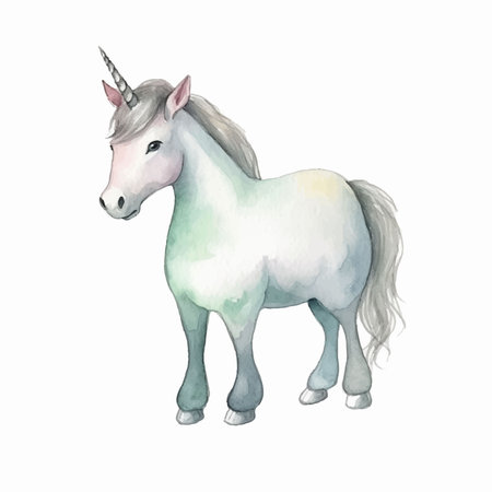 Unicorn isolated on white background. Watercolor hand drawn illustrationのイラスト素材