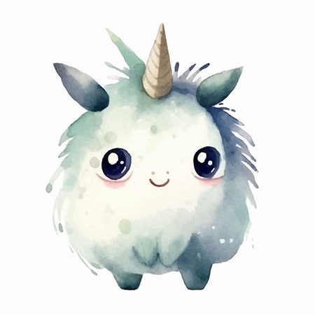 Cute watercolor unicorn. Hand drawn illustration isolated on white background.のイラスト素材