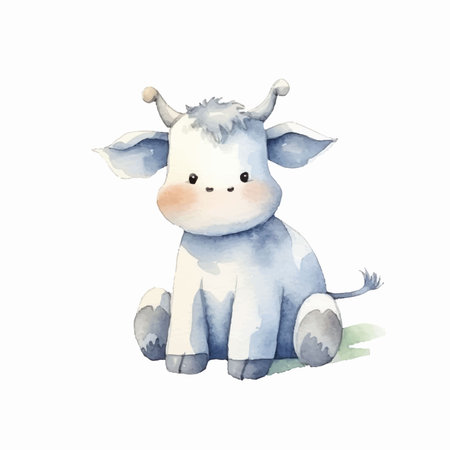 Cute watercolor cow isolated on white background. Hand drawn illustrationのイラスト素材