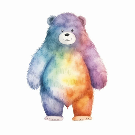 Watercolor cute bear isolated on white background. Hand drawn illustration.のイラスト素材