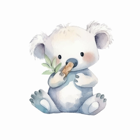 Cute cartoon koala. Watercolor illustration on white background.のイラスト素材