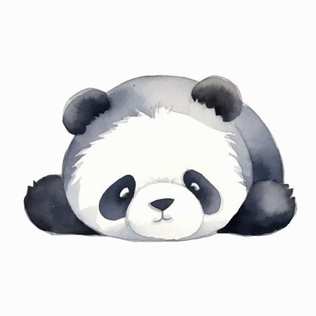 Watercolor illustration of a cute panda. Isolated on white background.のイラスト素材