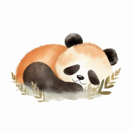 Cute panda bear sleeping. Watercolor hand drawn illustration.のイラスト素材