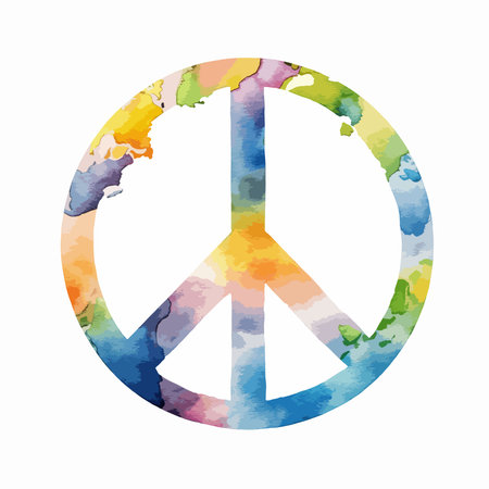 peace symbol watercolor icon design, vector illustration eps10 graphicのイラスト素材