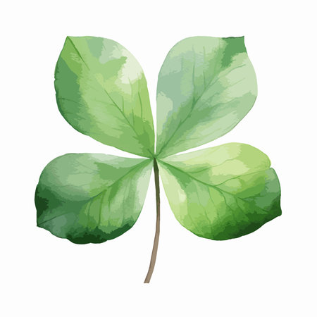Green clover leaf isolated on white background. Watercolor illustration.のイラスト素材