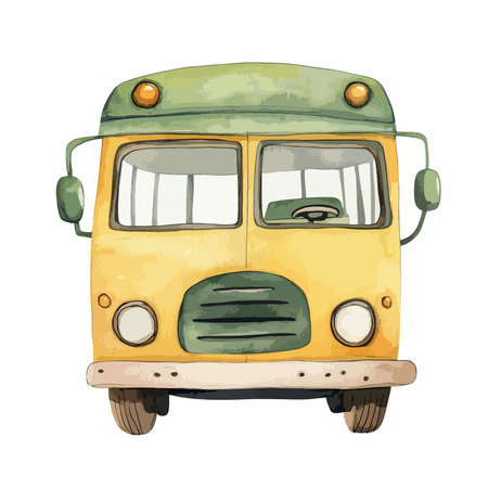 Vintage school bus. Hand drawn vector illustration on white background.