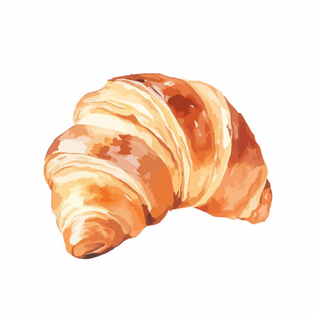 Croissant isolated on white background. Watercolor hand drawn illustrationのイラスト素材