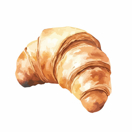 Croissant isolated on white background. Watercolor hand drawn illustrationのイラスト素材