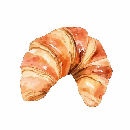 Croissant isolated on white background. Hand drawn watercolor illustration.のイラスト素材