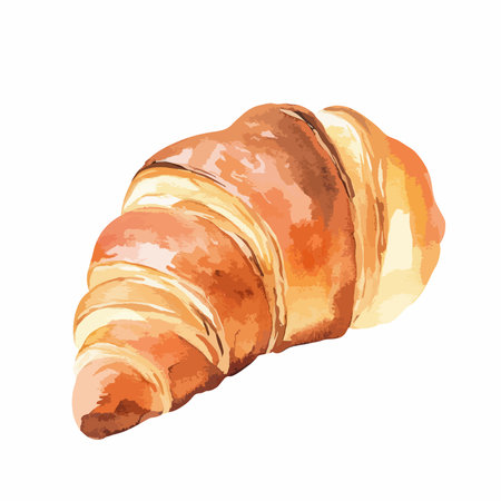 Croissant isolated on white background. Watercolor hand drawn illustrationのイラスト素材