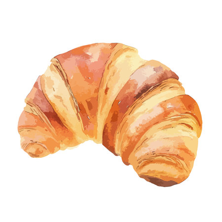 Croissant isolated on white background. Hand drawn watercolor illustration.のイラスト素材