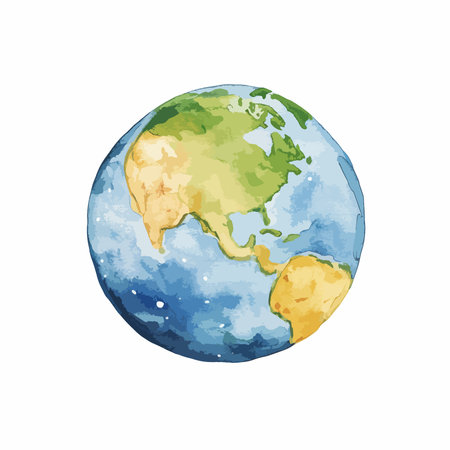 watercolor planet earth isolated on a white background. vector illustration.のイラスト素材