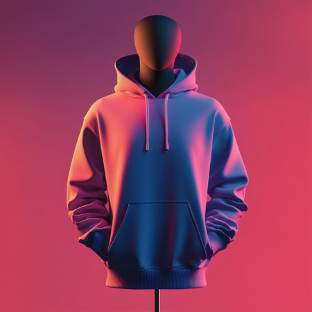 Stylish hooded sweatshirt on mannequin, 3d renderの写真素材