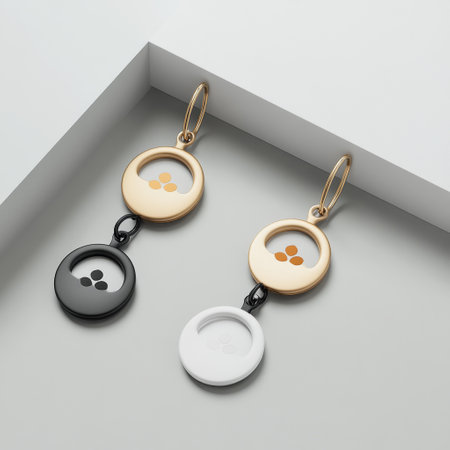 Earrings in a box on a gray background. 3d rendering