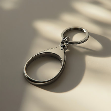 Keychain with shadow on a white background. 3D rendering.