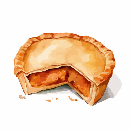 Apple pie isolated on white background. Watercolor hand drawn illustration.のイラスト素材