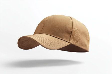 Brown baseball cap isolated on white background. 3D rendering. Mock up