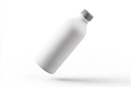 Blank plastic bottle mockup, 3d rendering isolated on white backgroundの写真素材