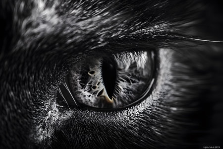 Cat's eye close up. Black cat's eye close up.