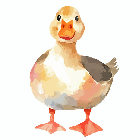 Illustration of a cute watercolor duck on a white background.のイラスト素材