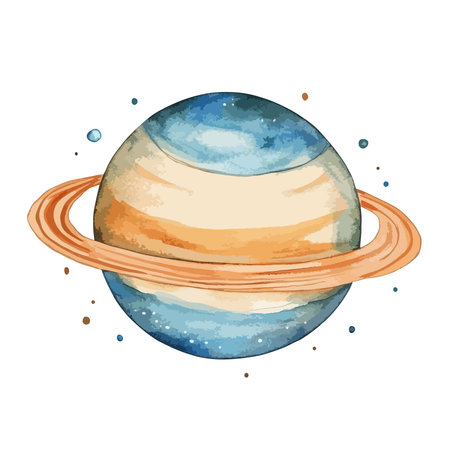 Watercolor planet on a white background. Hand-drawn illustration.のイラスト素材