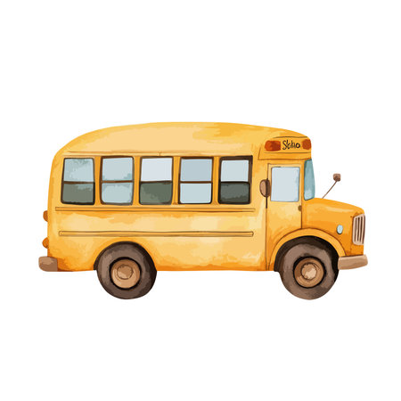 School bus vector illustration. Hand drawn school bus isolated on white background.